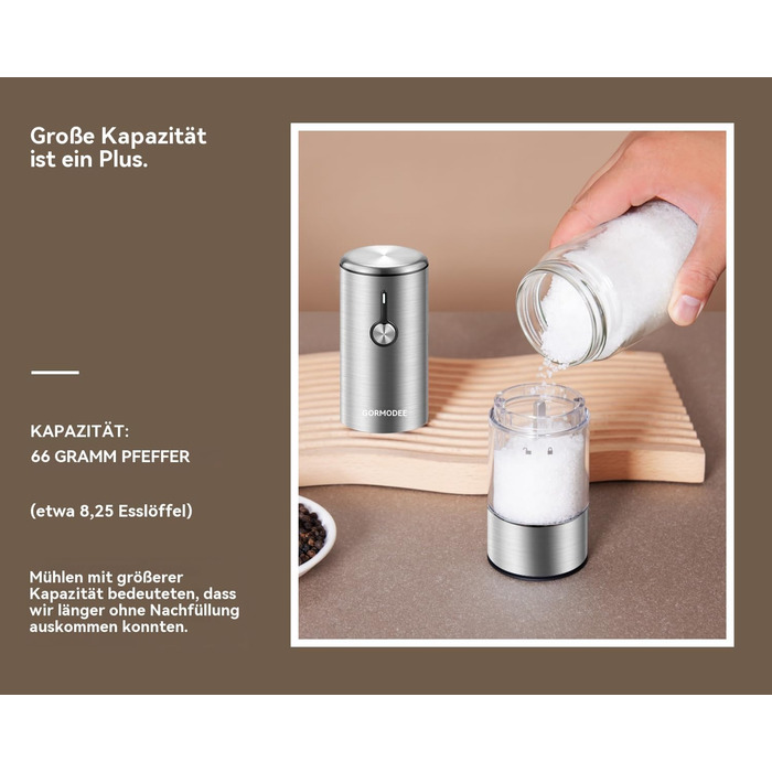Електричні мельниці для солі та перцю 2 шт. з USB-зарядкою, 6-ступеневим жорном, LED-підсвічуванням та захистом від пилу. Перезаряджувані кухонні помічники