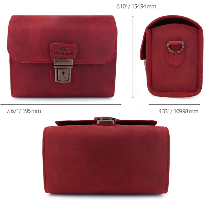 Чохол для камери MegaGear Pebble з натуральної шкіри для беззеркальних, моментальних та DSLR камер (Бургунді)