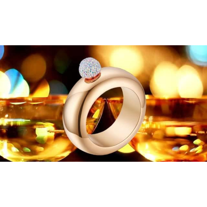 Набір флакончиків Qingo з браслетом, перстнем та флаконом, креативний нержавіючий сталь, 304 сталь, 100 мл, чорний з кришкою зі стразами (рожевий з кришкою зі стразами)