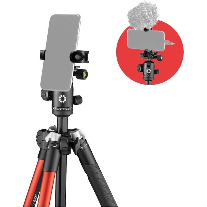 Штатив-трипод JOBY RangePod червоний алюмінієвий для смартфона та камер (DSLR, CSC, бездзеркальних) з кулястою головкою, затискачем та сумкою для влогерів, TikTok та YouTube