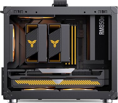 Корпус для ПК Jonsbo C6 MAX чорного кольору – компактний mATX з ручкою, сітчаста передня панель для вентиляції, підтримка відеокарти до 335 мм, кулера ЦП до 170 мм, 5 місць для вентиляторів