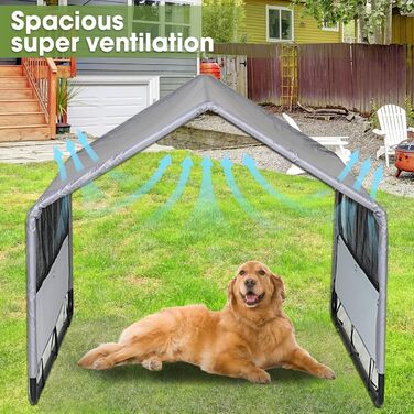 Будка для собак Outdoor 120x120x100 см, водонепроникна, сітка, сірий колір