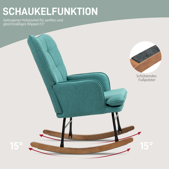HOMCOM Rocking Chair, up to 130 kg, Rocking Armchair with Footstool, Armchair, Still Chair with Linen Look, Rocking Chair for Bedroom | Aosom
