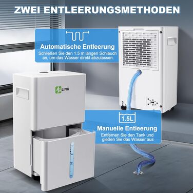 Електричний осушувач повітря 9л/добу, тихий, з дитячим замком, захистом від переливу та авторестартом, для спальні, ванної, підвалу та пральні