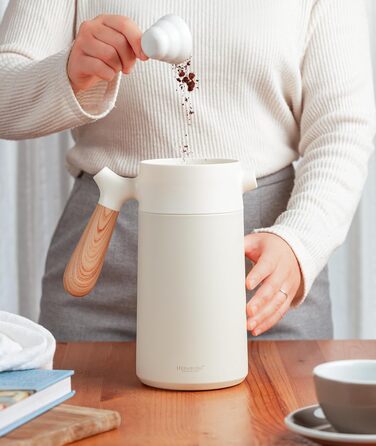 HEEMBURG French Coffee Press 1L - High-quality stainless steel thermal coffee maker | Double-walled insulated coffee press for perfect coffee & tea