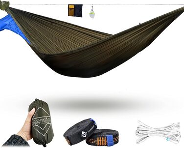 oneWind Long Ultra-Light Camping Hammock for Backpackers, Portable, Compact, Ideal for Hiking, Camping, Travel (Dark Green Double-Layer, 366cm * 140cm)