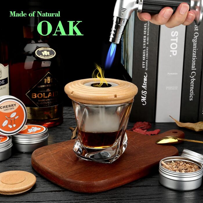 Набір для копчення коктейлів: 4 дерев'яні чіпси, аксесуар для віскі, коктейлів, кави, бурбону та м'яса