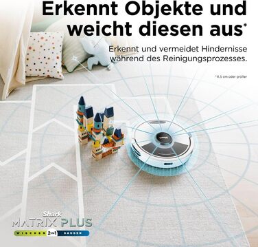 Робот-пилосос Shark Matrix Plus 2-в-1 з функцією миття та станцією самоочищення, самостійно очищається, для шерсті тварин, килима та твердих підлог, 14,5 см (стандартний, білий)