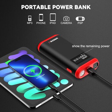 Powerbank для авто GREPRO Starthilfe: запуск 10L бензину/8L дизеля, LCD, LED ліхтарик