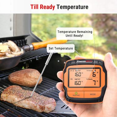 Бездротовий термометр для гриля ThermoPro TP27C 150 м, водонепроникний IPX4, кухонний м'ясний термометр із великим LCD-дисплеєм, 2 зонди для BBQ, газового гриля, Dutch Oven