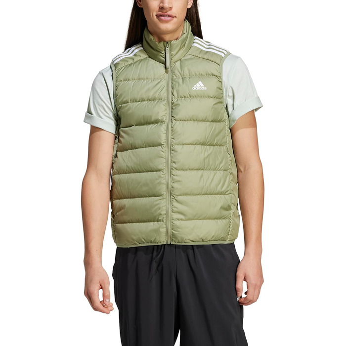 Жилет Adidas Essentias 3-Stripes Down Vest для чоловіків, колір: темно-зелений (S)