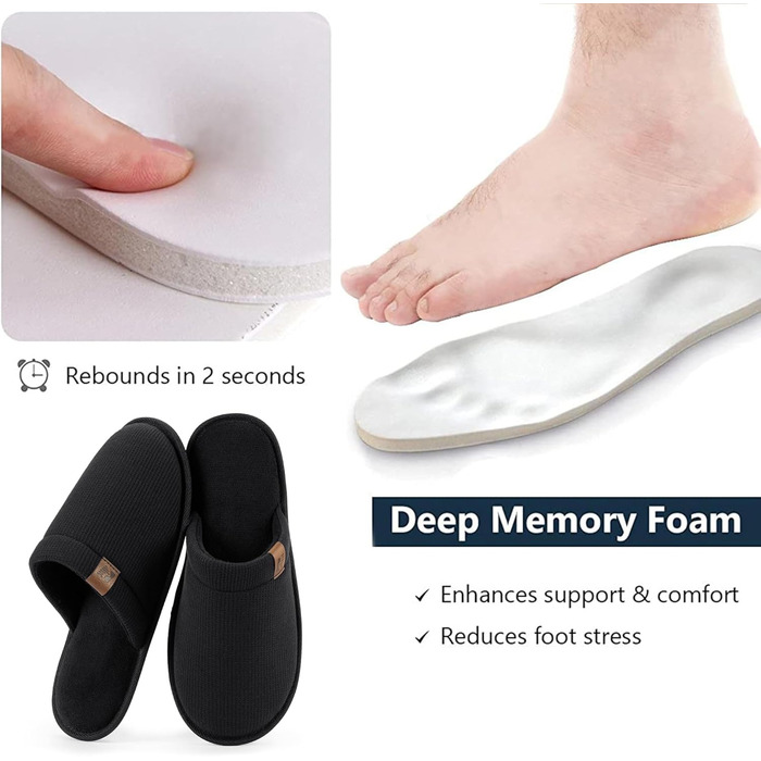 Чоловічі тапочки RockDove LiteStep з вафельної в'язки для дому, чорні (47/48 EU)