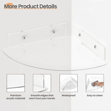 Настінні полиці Upsimples 4 шт. Білі, без свердління, 38 x 10 см, 2 способи кріплення, для ванної, спальні та кухні