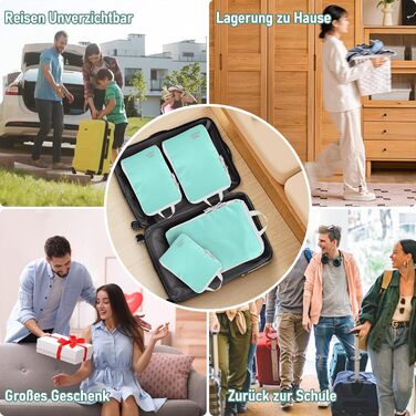 Органайзер для валізи Kompression: набір кубів для пакування, компресійні мішки для подорожей, аксесуари для валізи (блакитний)