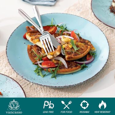 Набір посуду Vancasso Navia 16 предметів, кераміка, блакитний, вінтажний стиль