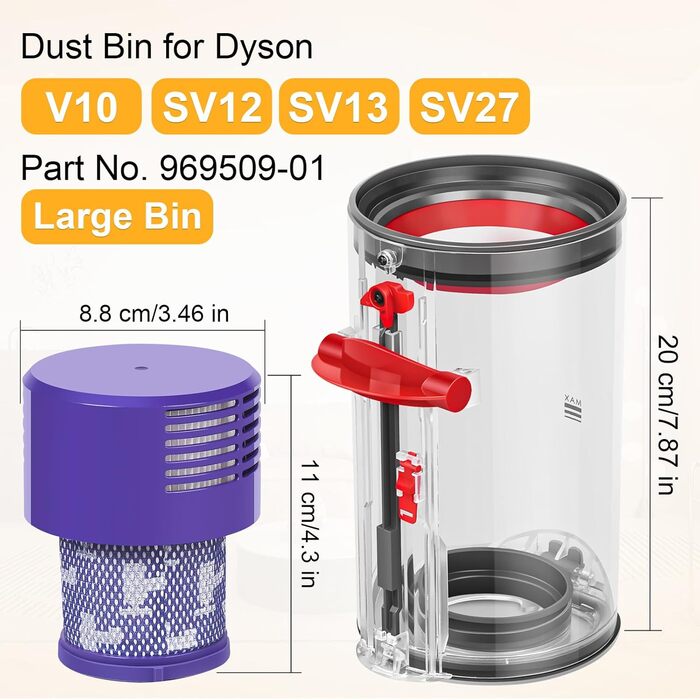 Dyson V11 V15 Dust Bin Filter Replacement Parts - Compatible with SV14, SV17, SV15, SV22, SV28 Vacuum Cleaners