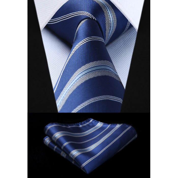 Набір краваток чоловічих HISDERN (5 шт.) з кишеньковим хустиною. Класичний елегантний аксесуар для весілля. Шовкові краватки та хустинки для чоловіків у подарунковій коробці.