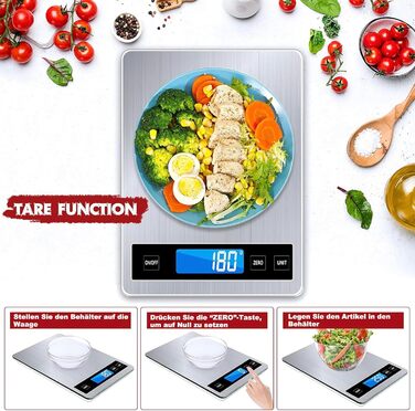 Кухонні ваги електронні - Digitalwaage до 15 кг з точністю 1 г | g/kg/lb:oz/ml/fl'oz | TYPE-C/Акумулятор | Ваги для кухні