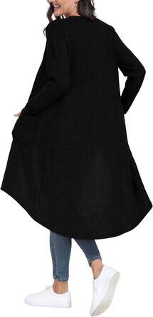Кардиган жіночий Grecerelle, довгий, легкий, чорний, з ґудзиками та V-подібним вирізом