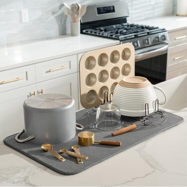 Килимок для сушіння посуду S&T Jumbo-Abtropfmatte 45.7x76.2 см, чорний (мікрофібра)