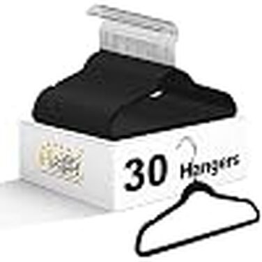Дитячі пластикові вішалки для одягу Quality Hangers, тонкі компактні плічка з поворотним гачком для сорочок та піджаків, чорні, 35 см, 30 шт.