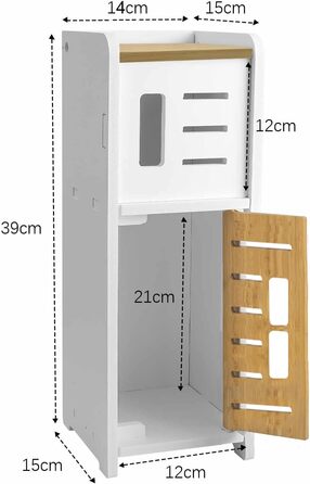 PVC Toilet Paper Holder with Brush - 2-in-1 Bathroom Organizer - White (39cm)