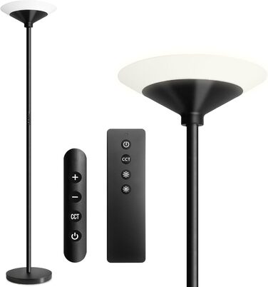 LED торшер BBHome для вітальні з регулюванням яскравості, з лампою для читання 6W, 27W, 3000K-6500K, з пультом та сенсором, колір сріблястий