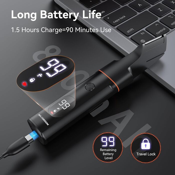 Електричний чоловічий триммер 4-в-1 для тіла, обличчя та інтимної зони (чорний)