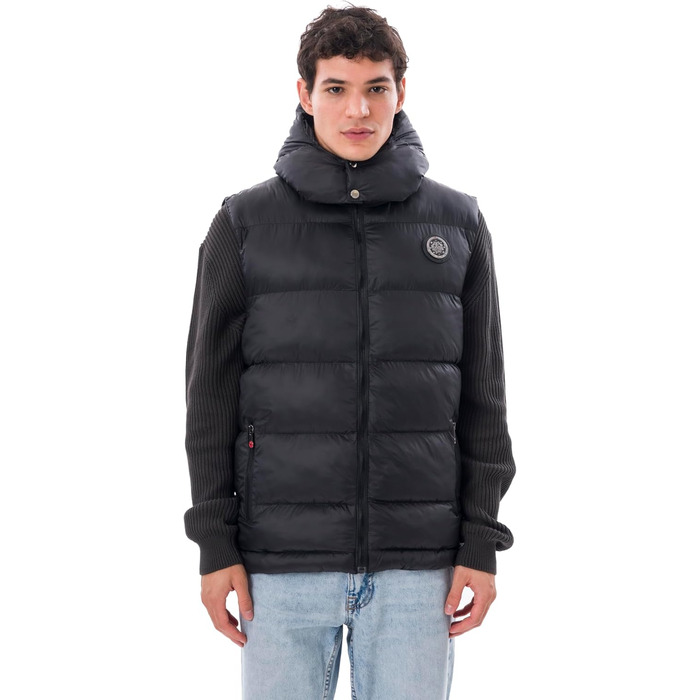 Чоловіча жилетка з пуховим наповнювачем – преміум якість, м'який матеріал, знімна капюшон, чорний колір