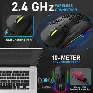 Механічна ігрова бездротова клавіатура з підсвічуванням RGB та миша, Bluetooth 5.0/2.4G, USB, 2200 mAh, Anti-Ghosting, чорний