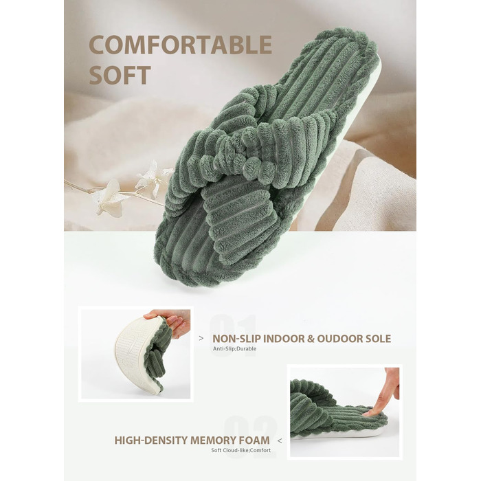 Зручні жіночі халати Star Vibe: м'які домашні тапочки, колір зелений, розмір 40/41 EU