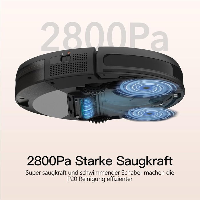 Робот-пилосос AIRROBO P20: потужний, самостійно заряджається, з Wi-Fi, для килимів, твердих поверхонь та шерсті тварин