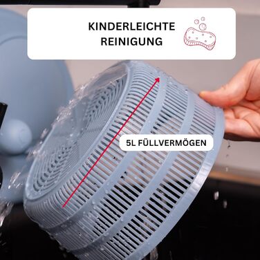 Westmark Fortuna: Салатниця-центрифуга, 5 л, пластик, BPA-Free, блакитна