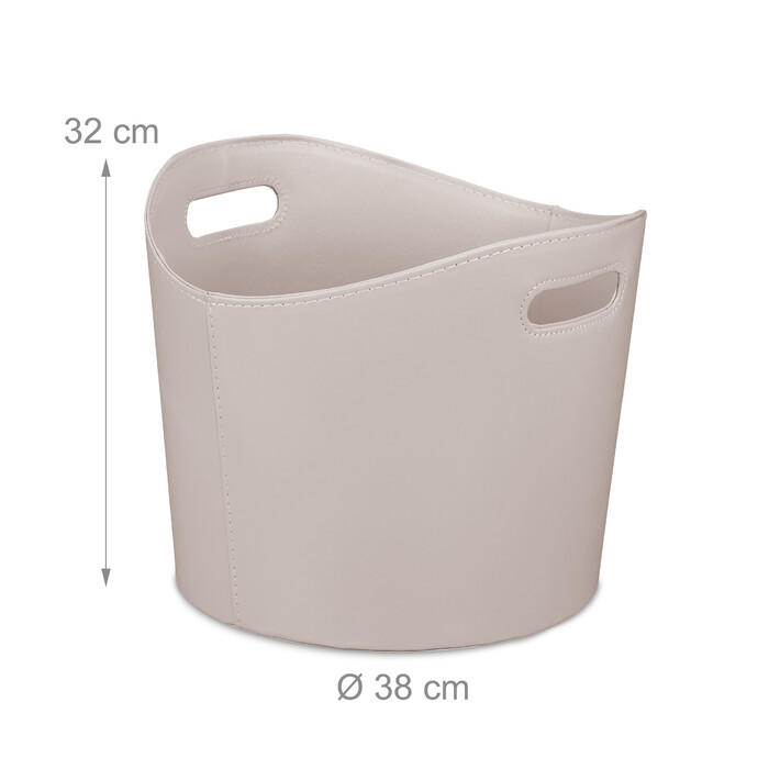 Relaxdays Gray Wooden Basket with Faux Leather