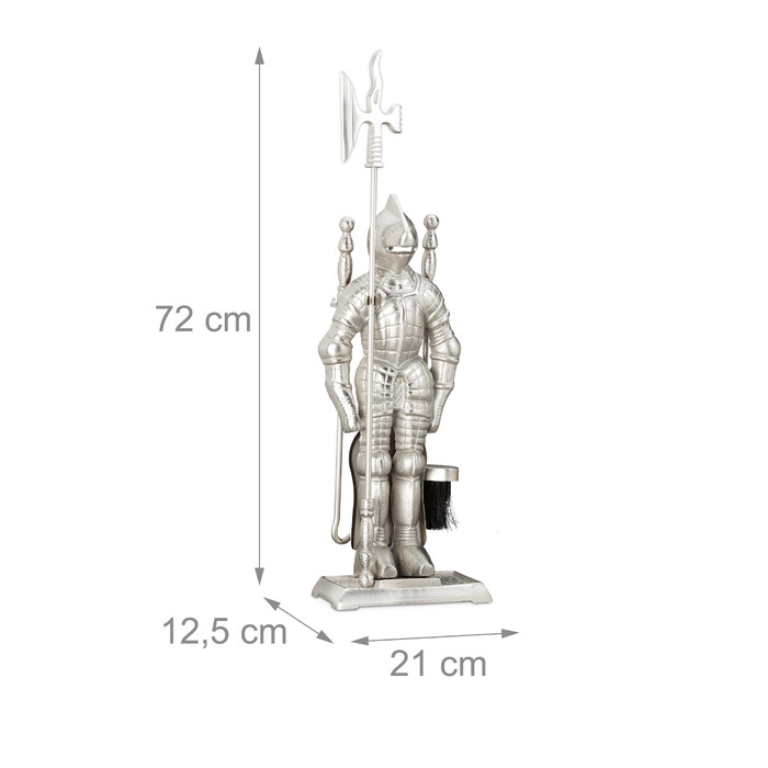 Relaxdays Fireplace Set Knight Cast Iron 4-Piece