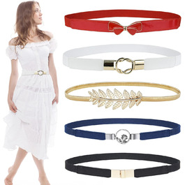 Жіночі тонкі ремінні EAONE 5 шт. в наборі, еластичні ремінні для суконь, великі розміри, кольори: золото, чорний, білий, червоний, темно-синій