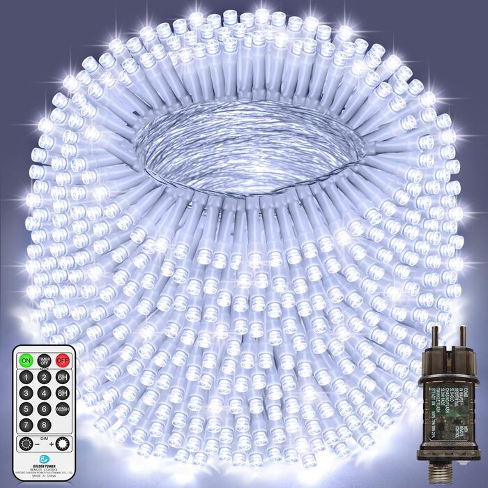 Льод-гірлянда LED 1400 LED: тепле світло, водонепроникна, на батарейках, з пультом, для дому та саду, вечірки, весілля, балкона, ялинки