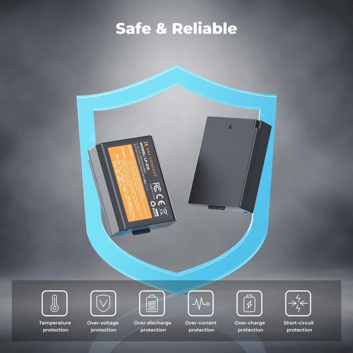 Акумулятор K&F CONCEPT LP-E10 (2 шт.) з подвійним зарядним пристроєм Micro USB/Type-C, сумісний з Canon EOS 1100D/1300D/1500D/1200D/X50