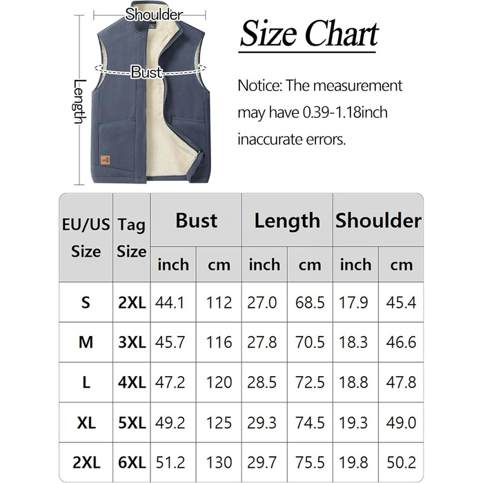 Чоловіча флісова жилетка AIEOE для осені/зими - тепла жилетка з 4 кишенями, стоячий комір, без рукавів, сіра, розмір L