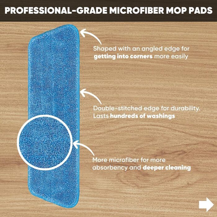 3 Pack Cinch Mop Replacement Heads, Microfiber Mops for Floor Cleaning and Wall Squeegees with Reusable Washable Pads, Compatible with Cinch Mop