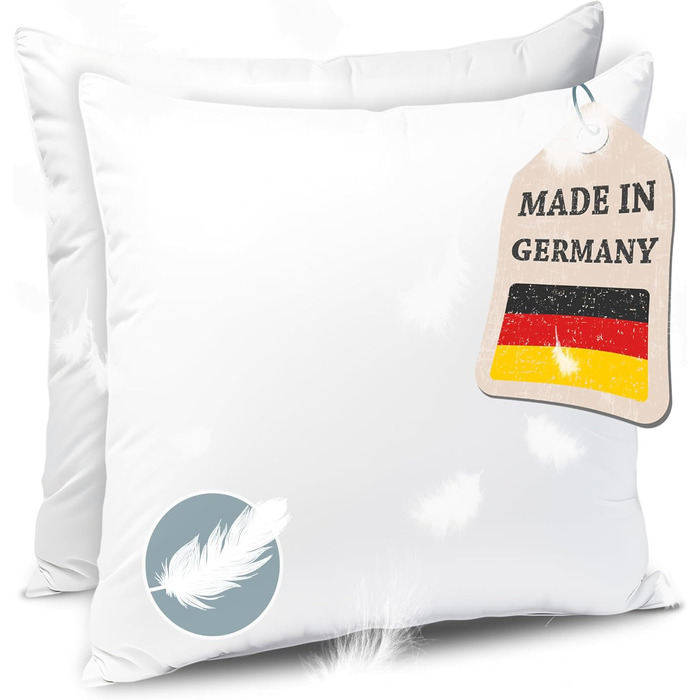 Pillow Feather Pillow Made in Germany - Pillow with 100% feather filling - Feather pillow with cotton cover - Ökotex certified - Filling pillow for restful sleep - Pillow 80x80 2-piece set 2x 80x80 cm