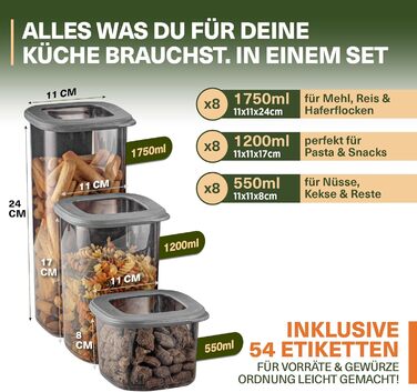 Набір контейнерів для зберігання продуктів 24 шт. з кришкою, герметичні, BPA-Free, сірі