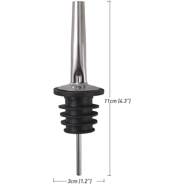 Виливний носик для пляшок Newk, нержавіюча сталь, 12 шт., класичний конічний вилив з гумовими ковпачками