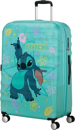 Чемодан American Tourister Wavebreaker Disney FL Spinner L, 77 см, 96 л, з принтом Stitch Flower, матове покриття