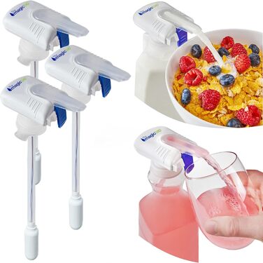 The Magic Tap Automatic Drink Dispenser – Hands-Free Drink Dispenser for Refrigerator – Perfect for Milk, Juice – Gifts for Women & Men – 3-Pack, White
