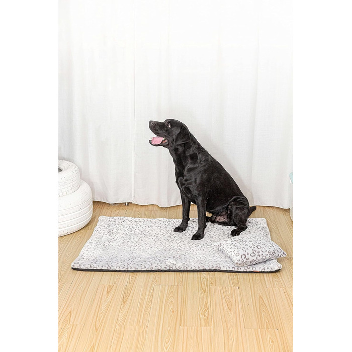 М'яка підстилка для собак та котів Raikou з плюшевою подушкою, флісова підстилка для тварин, ліжко для собак та котів, миється та не ковзає (60x40 см, леопард)