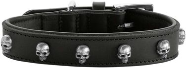 Нашийник для собак HUNTER Tijuana, чорний, з натуральної шкіри, ручної роботи, з декоративними черепами, розмір 55