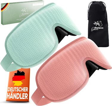 Сліпи для жінок – дихаюча маска для сну – зручна та м'яка – блокує світло – для подорожей – 3D-поглиблення для очей – з memory foam (рожевий / бірюзовий)