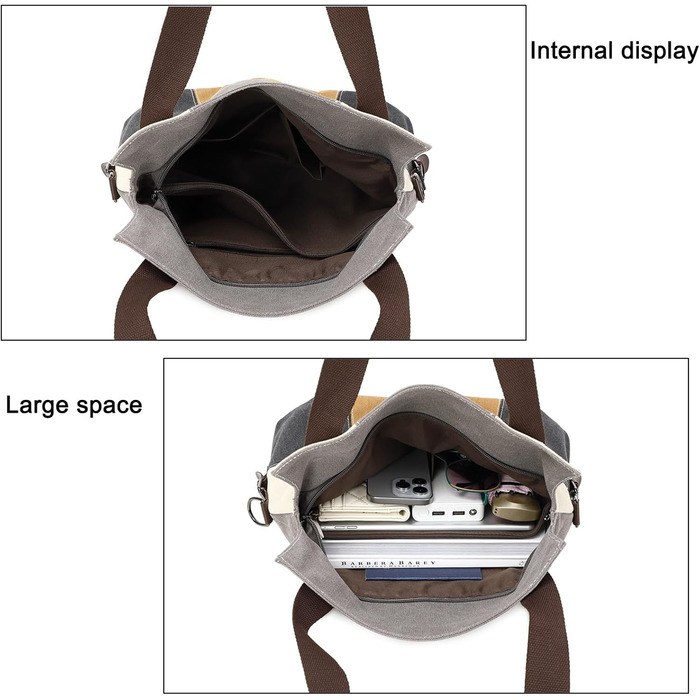 Жіноча сумка-шопер Canvas Retro Hobo великої місткості, сіра повсякденна сумка через плече для навчання та міста