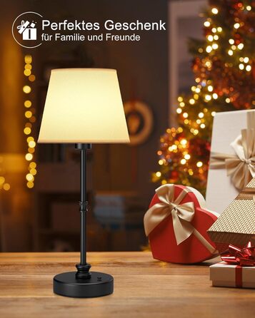 LED-лампа EppieBasic настільна бездротова, торшер сенсорний диммування, акумулятор 5200mAh, тепле світло 2700K, для спальні, вітальні, ванної кімнати (чорний)